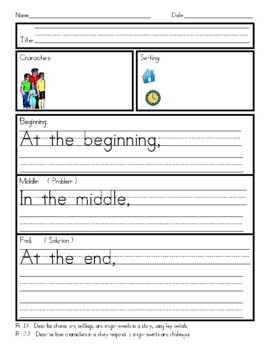 Preview of Reading Graphic Organizer - Character, Setting, Plot, Problem, Solution