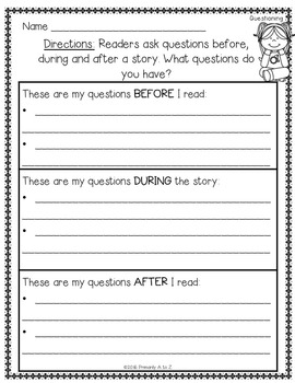 Reading Graphic Organizers by Primarily A to Z | TPT