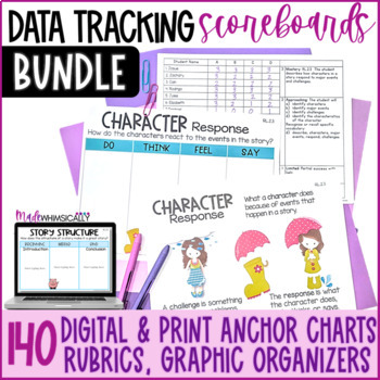 Preview of Reading Graphic Organizers & Data Tracking Sheets for 2nd Grade Standards