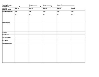 Preview of Reading Group Lesson Planner