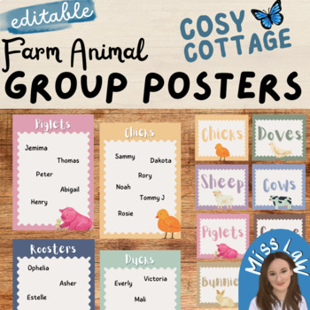 Preview of Reading Group Posters and Labels | Farm Animal 2024 Decor | Cosy Cottage