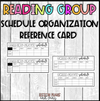 Preview of Reading Group Schedule Organization Reference Card