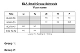 Reading Group Schedule and Observation Log