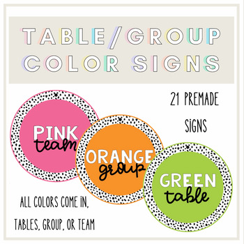 Preview of Reading Group | Table Signs | Grouping Labels | Color Groups | Boho Polka Dot