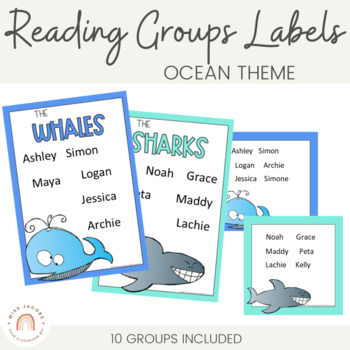Preview of Reading Groups - Posters & Labels | Sea Creatures