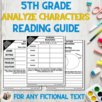 Preview of Reading Guide for Analyze Characters | 5th Grade Reading Comprehension Activity