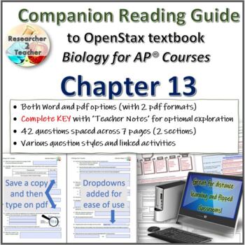 Preview of Reading Guide to OpenStax Biology for AP Courses Chapter 13 Unit 5 of CED