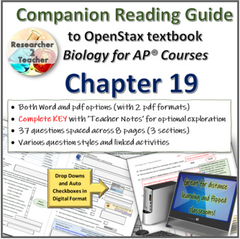 Preview of Reading Guide to OpenStax Biology for AP Courses Chapter 19 Unit 7 of CED