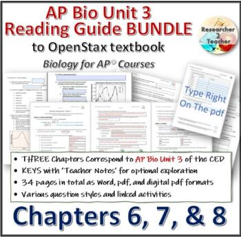 Preview of Reading Guide to OpenStax Biology for AP Courses Unit 3 BUNDLE_Chs 6, 7, & 8