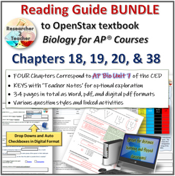 Preview of Reading Guide to OpenStax Biology for AP Courses Unit 7 BUNDLE_Chs 18-20 and 38