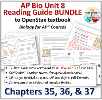 Preview of Reading Guide to OpenStax Biology for AP Courses Unit 8 BUNDLE_Chs 35 thru 37