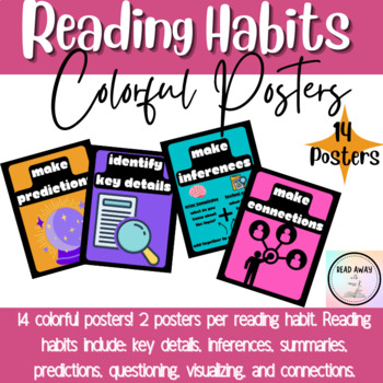 Preview of Reading Habits - 14 Colorful Posters - Inferences, Key Details, and MORE!
