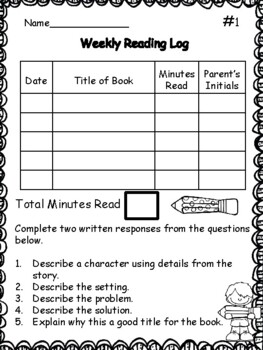 reading homework template