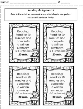 Preview of Reading Homework Checklist & Log