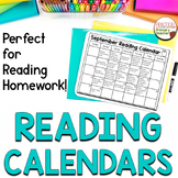 Reading Homework Monthly Calendars Alternative to Reading Logs