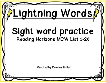 Preview of Reading Horizons Lightning Words Sight Word Practice