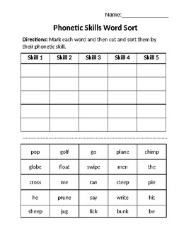 Preview of Reading Horizons Phonetic and Decoding Skills Sorts