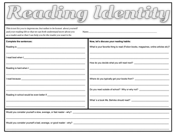 Preview of Reading Identity Survey