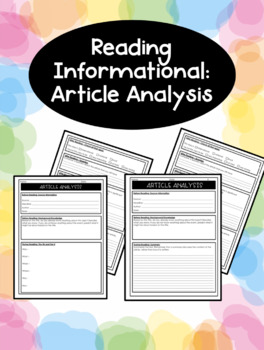 Preview of Reading Informational: Article Analysis for Middle and High School