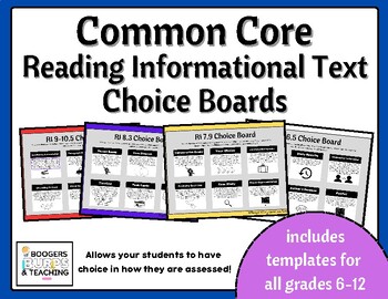 Preview of Reading Informational Text Choice Boards