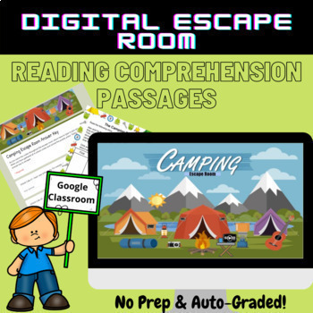 Preview of Reading Informational Text Digital Escape Room Camping Trip END OF YEAR ACTIVITY