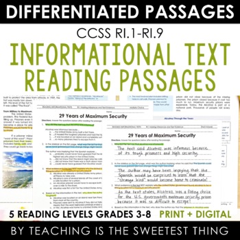 Preview of Reading Informational Text Passages - Print & Interactive Digital