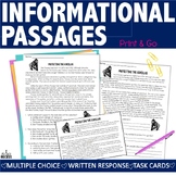 Reading Informational Text | Passages | Task Cards
