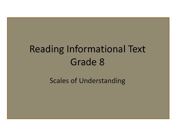 Preview of Reading Informational Text Scales of Mastery: Grade 8 Plain