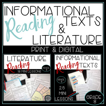 Preview of Reading Information & Literature Mini Lesson Whole Year Bundle Grade 8