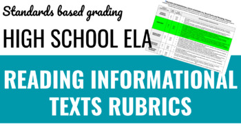 Preview of Reading Informational Texts Standards Based Grading Rubrics Grades 9-10