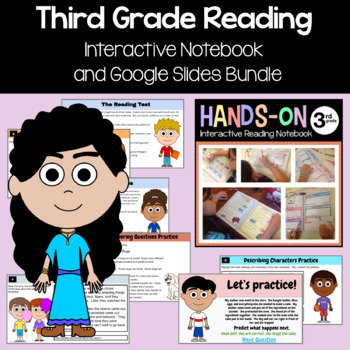 Preview of Reading Interactive Notebook 3rd Grade + Google Slides Bundle | 30% off