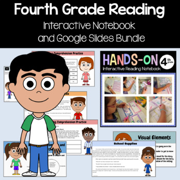 Preview of Reading Interactive Notebook 4th Grade + Google Slides Bundle | 30% off