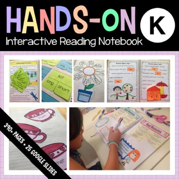 Preview of Reading Interactive Notebook Kindergarten with Scaffolded Notes + Google Slides