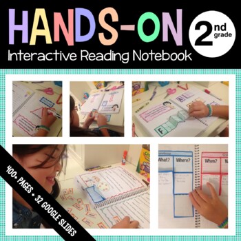 Preview of Reading Interactive Notebook Second Grade with Scaffolded Notes + Google Slides