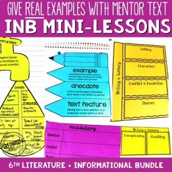 Preview of Reading Interactive Notebook with Mini Lessons - ENTIRE YEAR 6th Grade Bundle