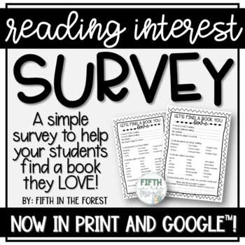 Preview of Reading Interest Survey for In-Person and Distance Learning