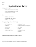 Reading Interest Survey for Middle School ELA/SS Students!