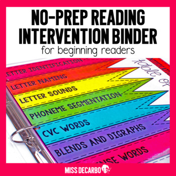 Preview of Reading Intervention Binder for Beginning Readers No Prep ELA SOR Aligned