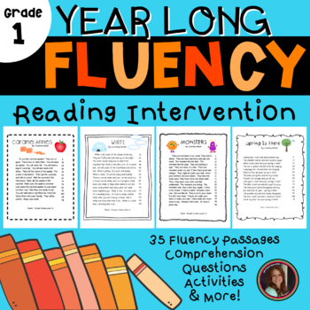 Preview of Reading Intervention Fluency Passages & Comprehension 1st Grade (Year Long)