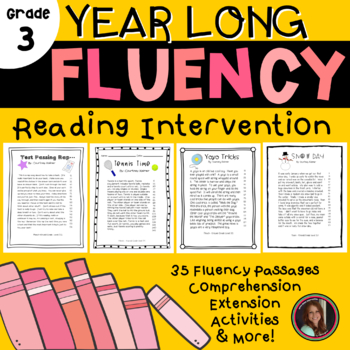 Preview of Reading Intervention Fluency Passages & Comprehension 3rd Grade (Year Long)