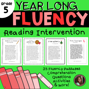 Preview of Reading Intervention Fluency Passages & Comprehension 5th Grade (Year Long)