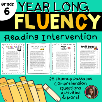 Preview of Reading Intervention Fluency Passages & Comprehension 6th Grade (Year Long)