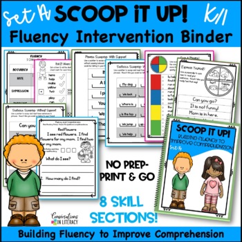 Preview of Reading Intervention Fluency Passages & Reading Comprehension Binder Set A