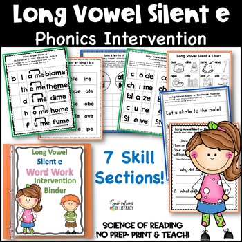 Preview of Silent e Magic e CVCE Long Vowel Worksheets Phonics Intervention For Small Group