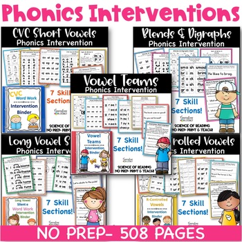 Preview of CVC Long Vowels Team Silent E Digraphs CVCE Word Worksheets Reading Intervention