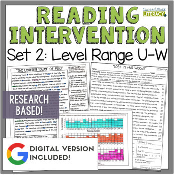 Preview of Reading Intervention Program - Set 2 Level U-W - Digital & Print