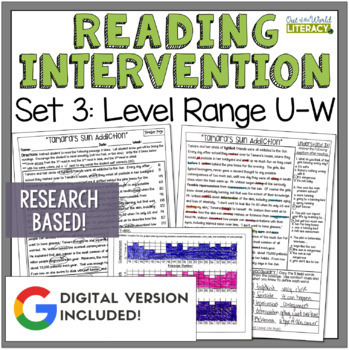 Preview of Reading Intervention Program - Set 3 Level U-W - Digital & Print