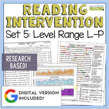 Preview of Reading Intervention Program - Set 5 Level L-P - Digital & Print