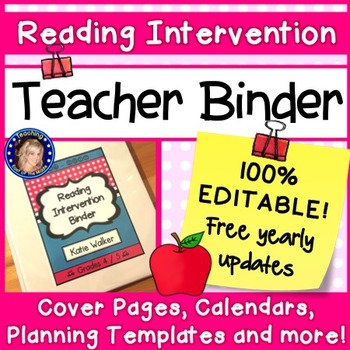 Preview of Reading Intervention Teacher Binder - Updated for 2019 - 2020