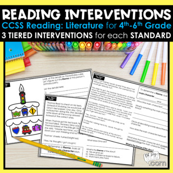Preview of Reading Comprehension Interventions 4th 5th 6th Grade RTI Worksheets Test Prep